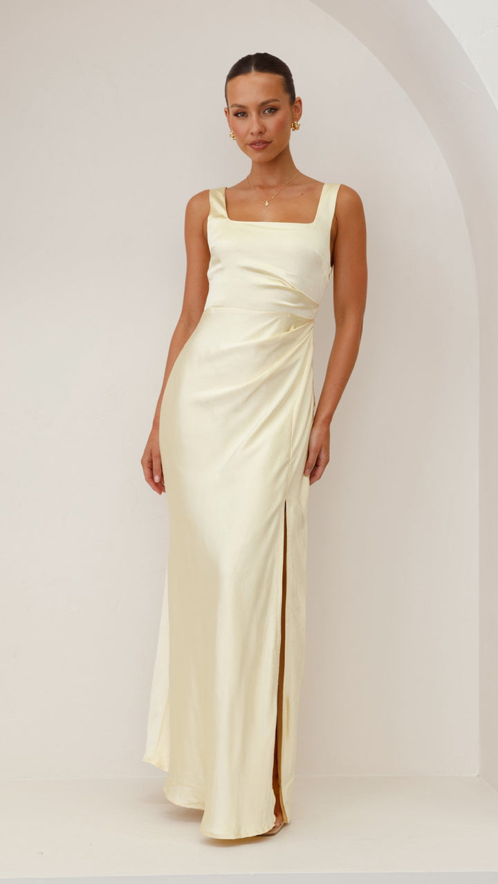 Robe longue élégante à encolure carrée pour femme - Alina