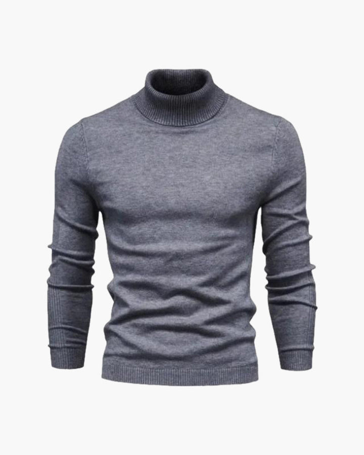 Pull homme à col roulé, maille unie, manches longues - Aldren