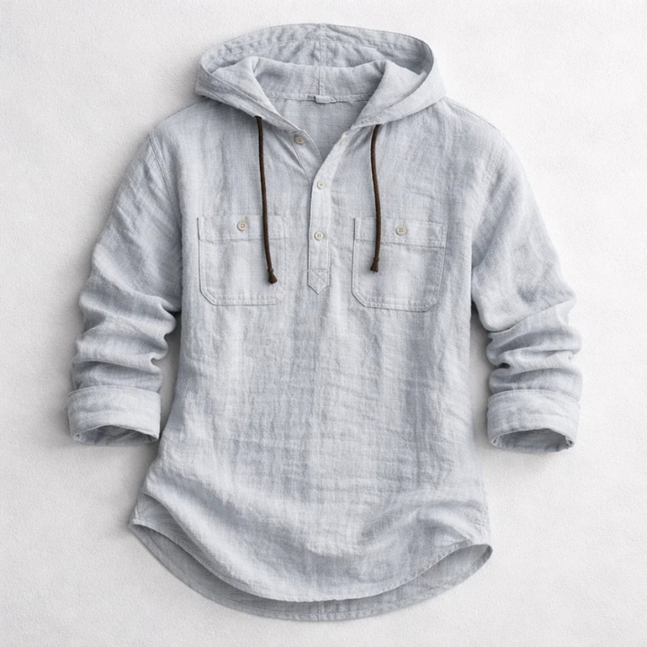 Chemise en lin à capuche à manches longues pour hommes - Ralph