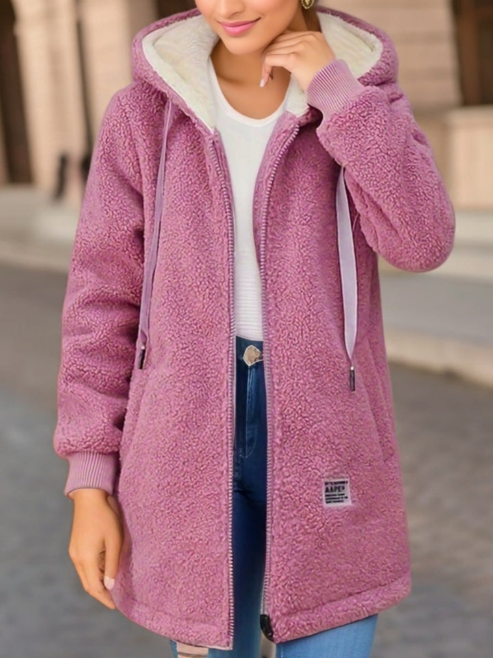 Veste polaire à capuche pour femme avec fermeture fonctionnelle sur le devant - Kjersti