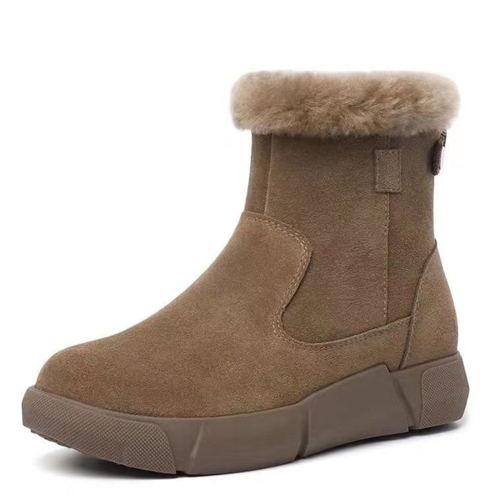 Alo - Bottines pour Femme à Talon Plat avec Doublure Chaude en Polaire
