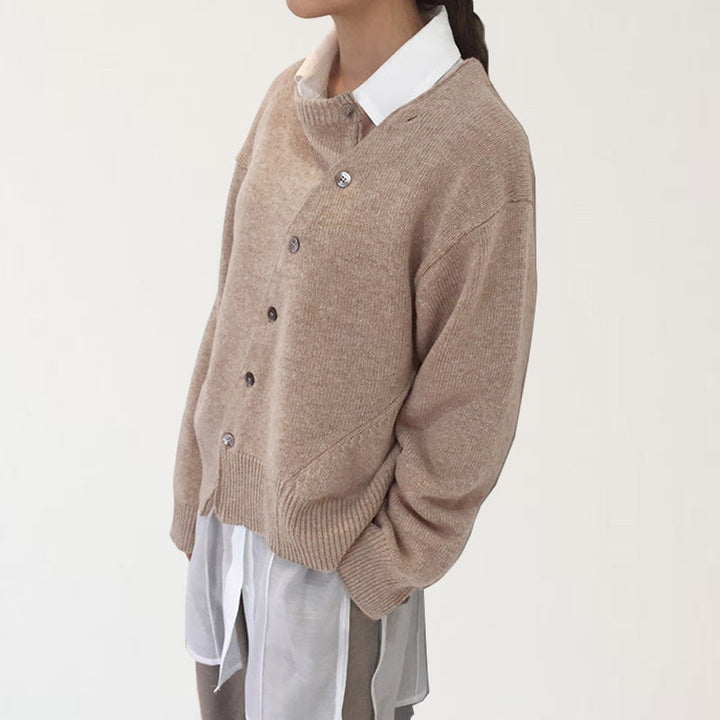 Cardigan tricoté à col rond pour femme - Arlena