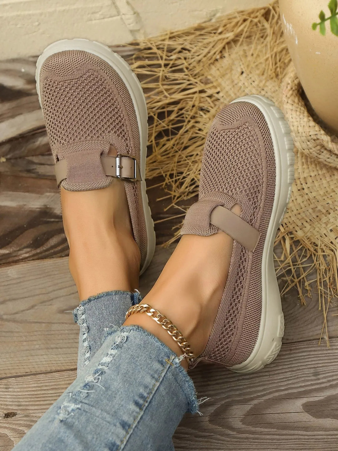 Mocassins respirants pour femmes avec boucle latérale et semelle souple - Élise