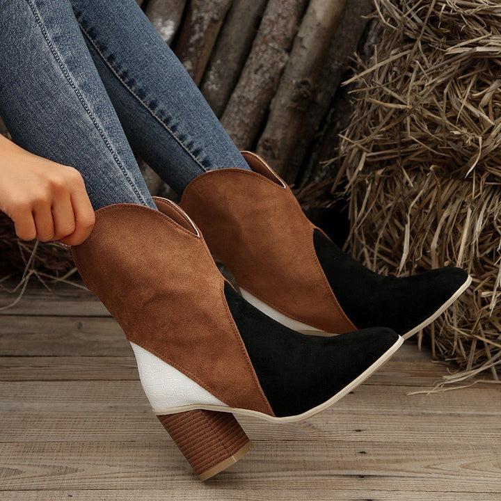Bottines en daim à talon carré pour femmes - Norine