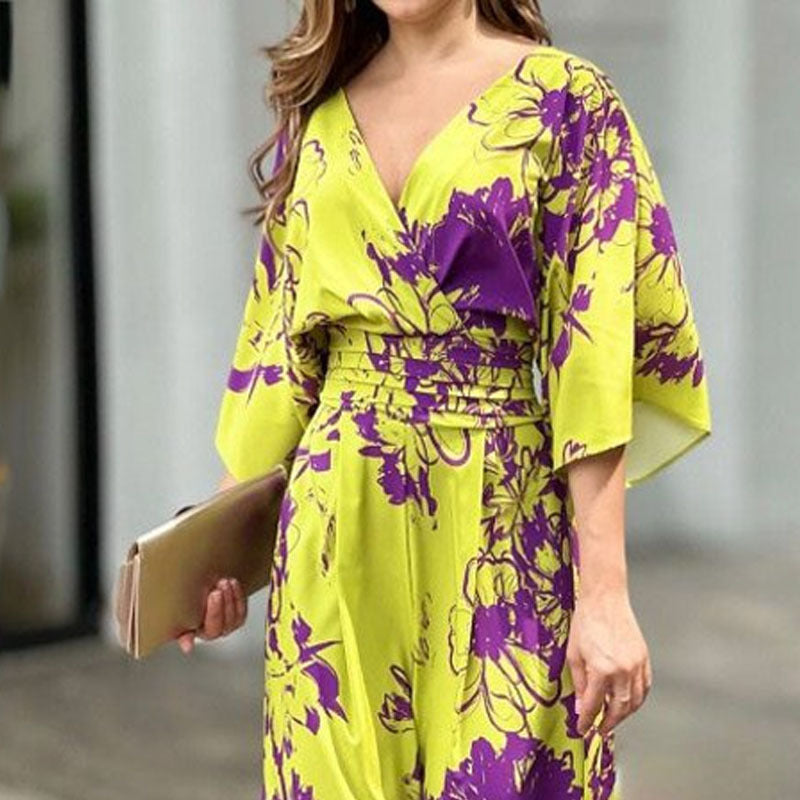 Combinaison taille haute à imprimé floral pour femmes - Hannelore