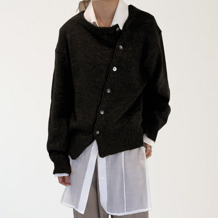 Cardigan tricoté à col rond pour femme - Arlena