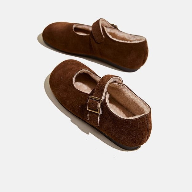 Chaussures plates en daim pour femmes avec doublure chaude - Alviera