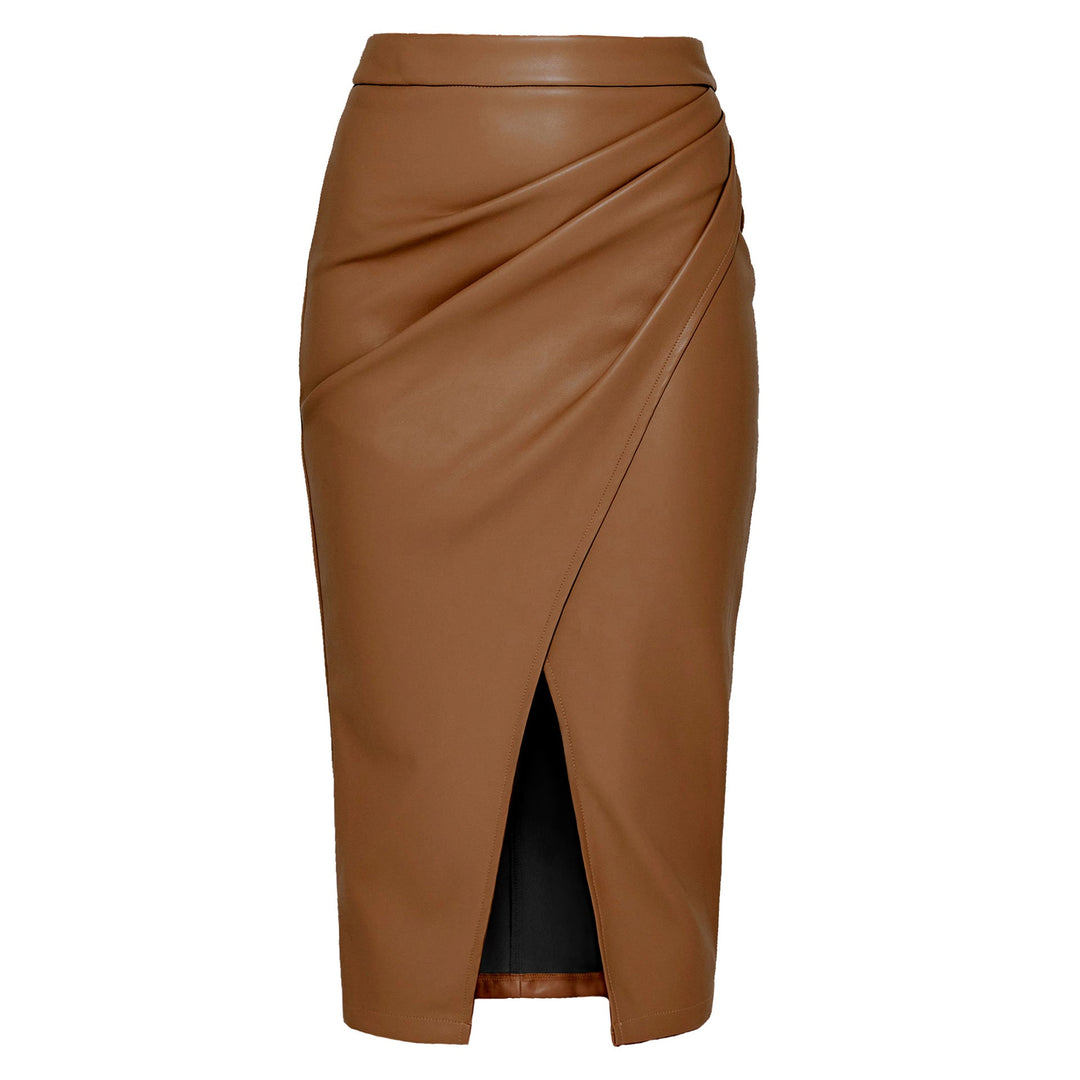 Robe midi en cuir avec drapé latéral - Reese