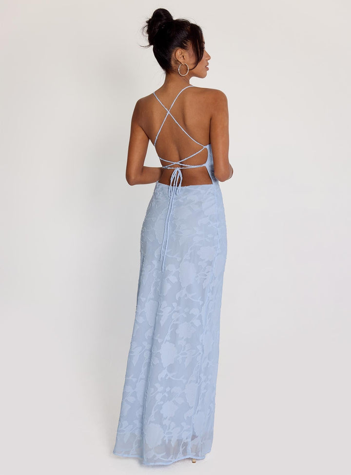 Robe longue texturée florale à fines bretelles pour femmes - Celena