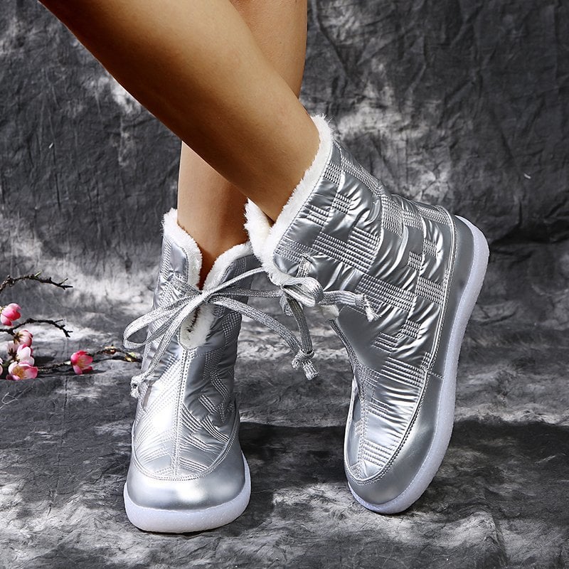 Bottes d'hiver à effet matelassé pour femmes - Yalinne