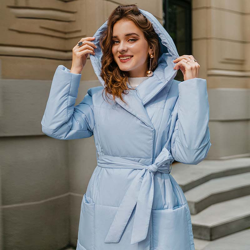 Manteau long matelassé avec ceinture pour femme - Catrina