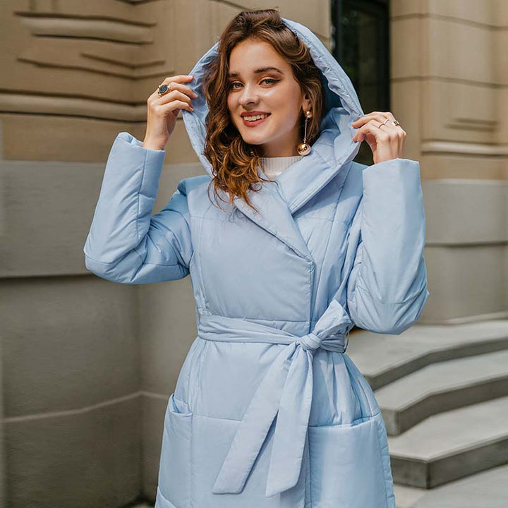 Manteau long matelassé avec ceinture pour femme - Catrina