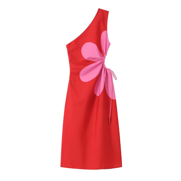 Robe longue à une épaule à imprimé floral pour femmes - Serena