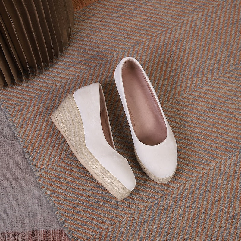 Chaussures compensées pour femme avec semelle tressée style espadrille - Élodie