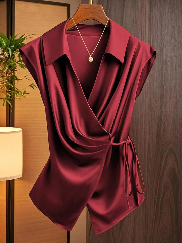 Top croisé en satin pour femmes - Freja