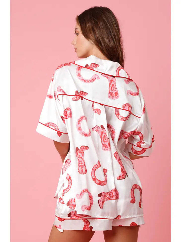 Ensemble pyjama femme en satin avec chemise et short - Varelia