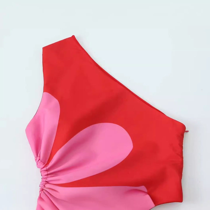 Robe longue à une épaule à imprimé floral pour femmes - Serena
