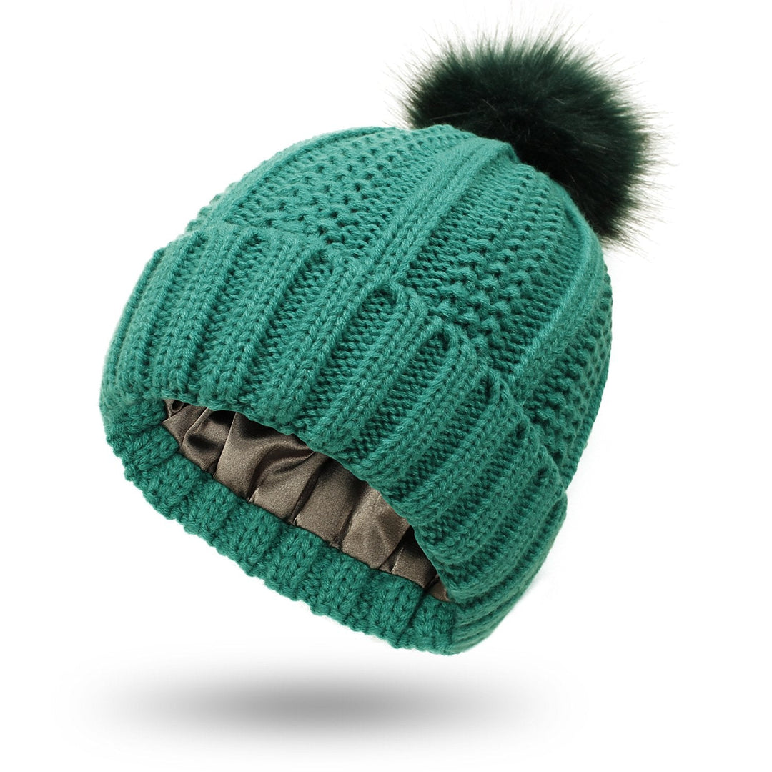 Bonnet tricoté pour femme avec pompon - Daitonna