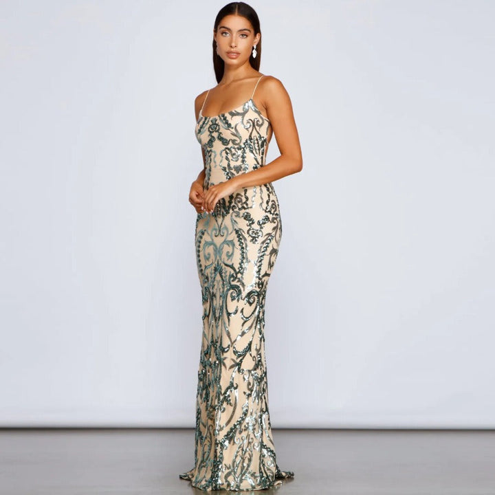 Robe de soirée pour femme avec effet brodé de paillettes - Kalea