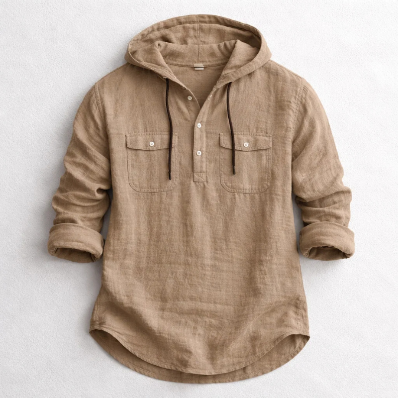 Chemise en lin à capuche à manches longues pour hommes - Ralph