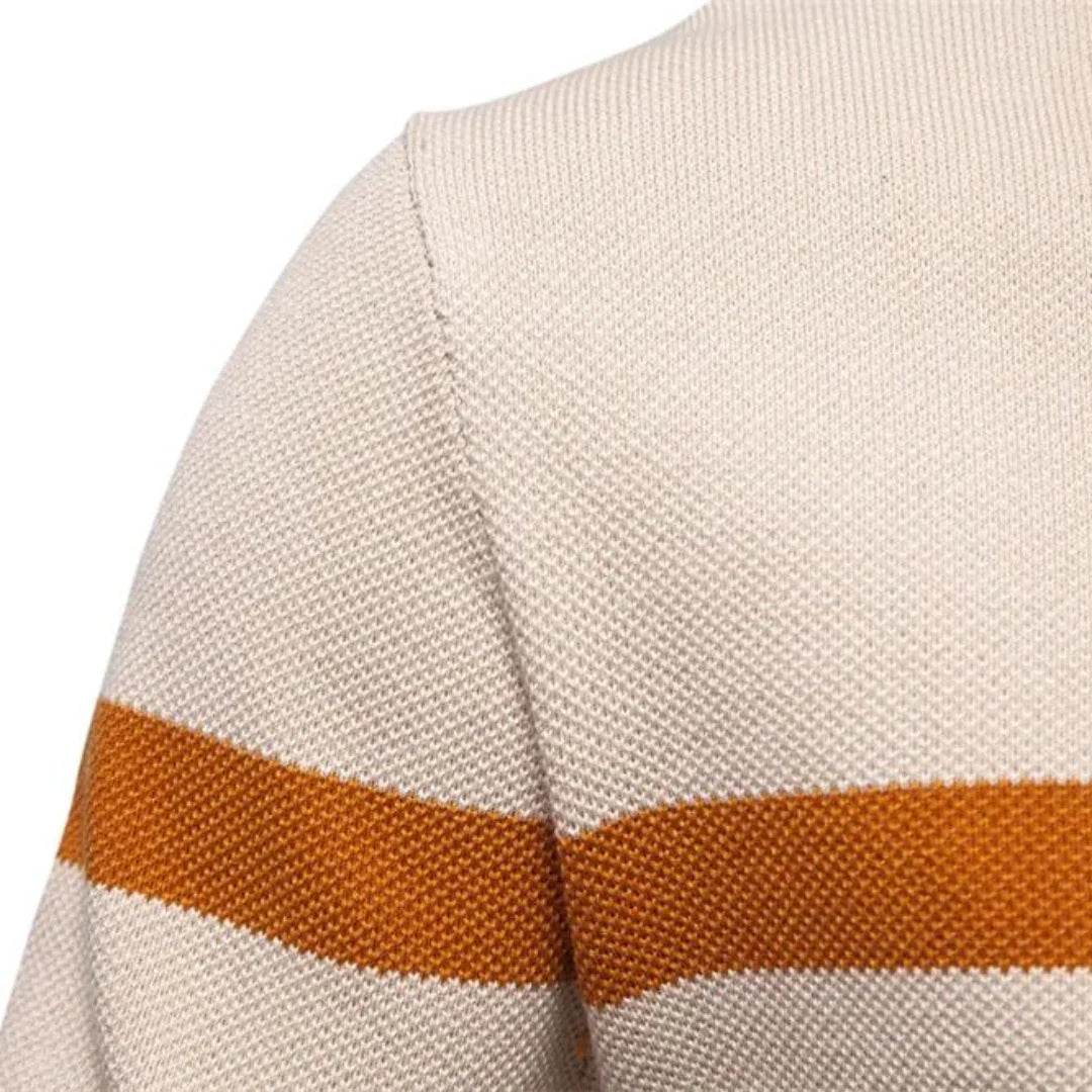 Pull en maille à demi-fermeture éclair et rayures - Aurel