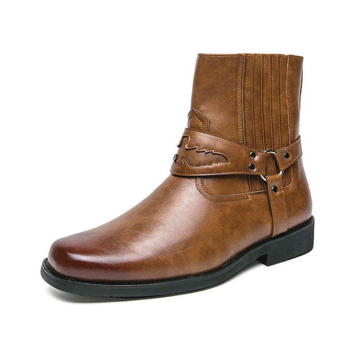 Bottes décontractées pour hommes avec fermeture éclair latérale et sangle décorative - Patrick