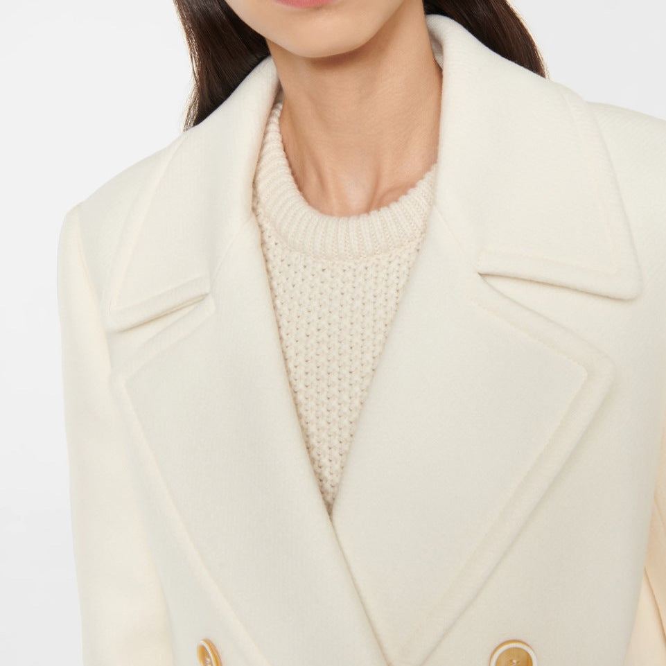 Manteau long croisé en laine pour femme - Éline