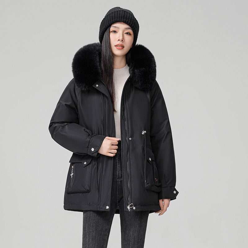 Manteau matelassé pour femme avec col en fourrure synthétique - Mirela
