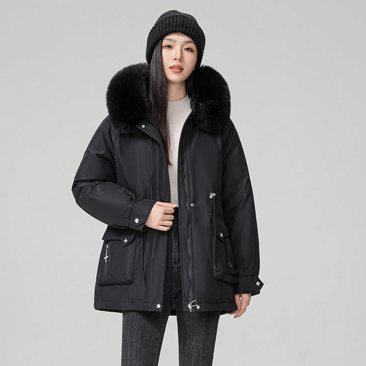 Manteau matelassé pour femme avec col en fourrure synthétique - Mirela