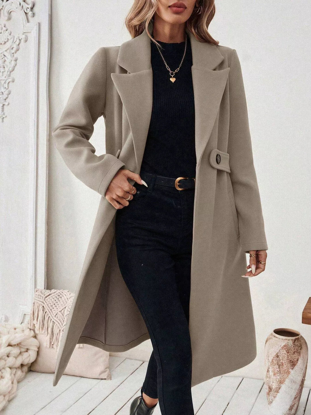 Manteau croisé en laine structurée pour femme - Aurenne