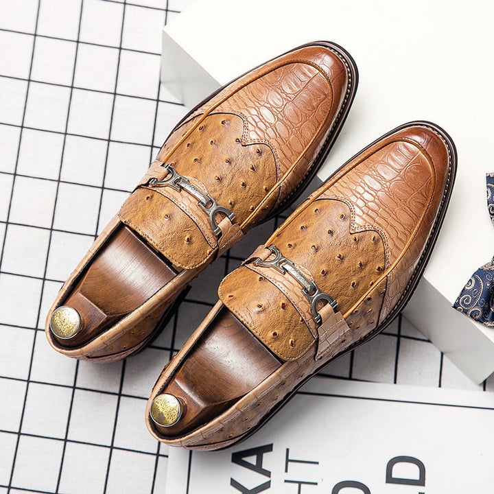 Mocassins en cuir gaufré pour hommes style formel - Elvarn