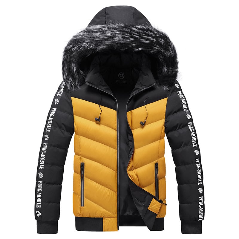 Veste matelassée pour homme avec capuche en fourrure synthétique - Elian
