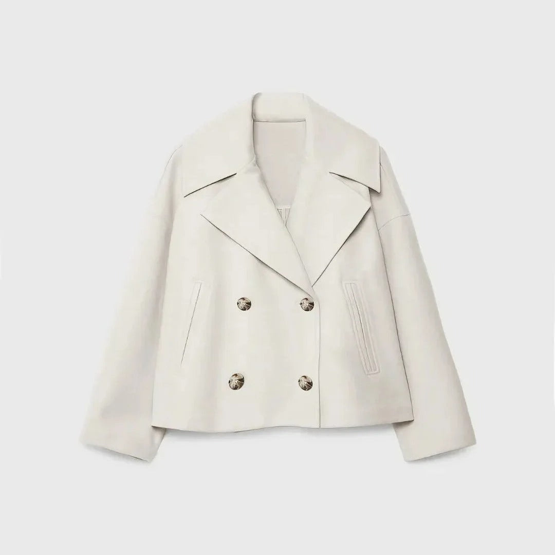 Veste courte en laine pour femme avec double boutonnage - Heidi