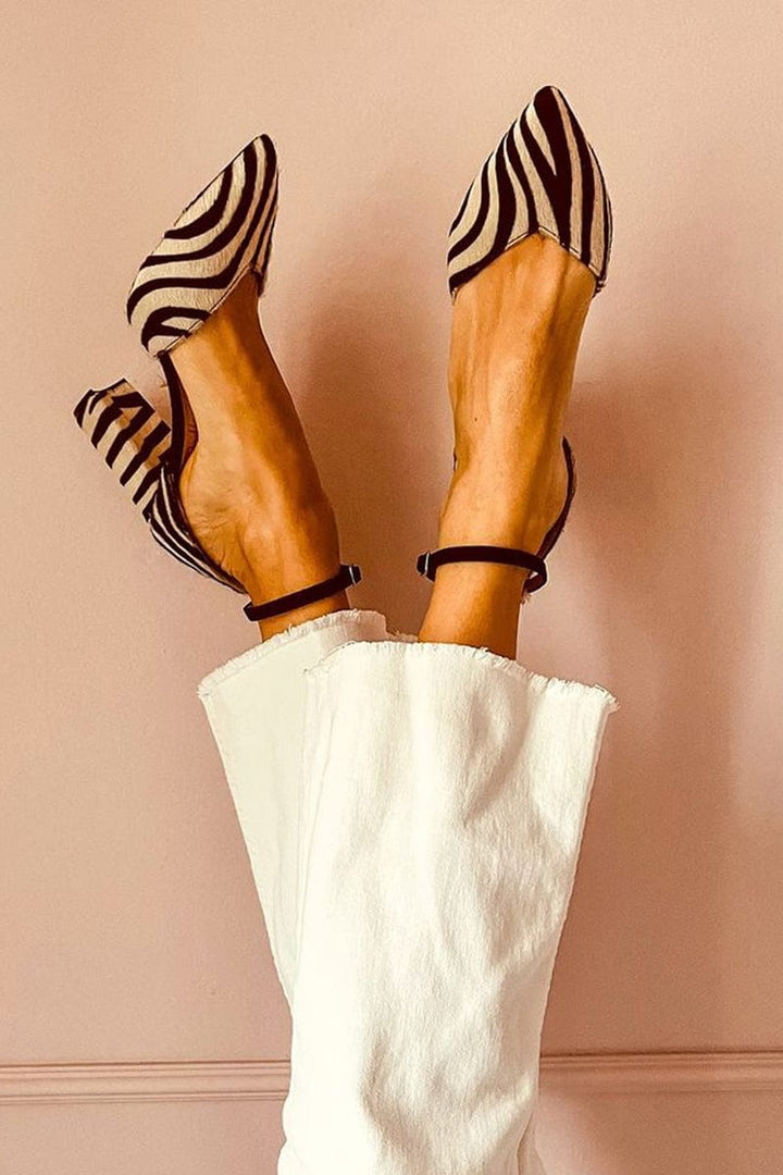 Chaussures femme à imprimé rayé et bride cheville - Solène