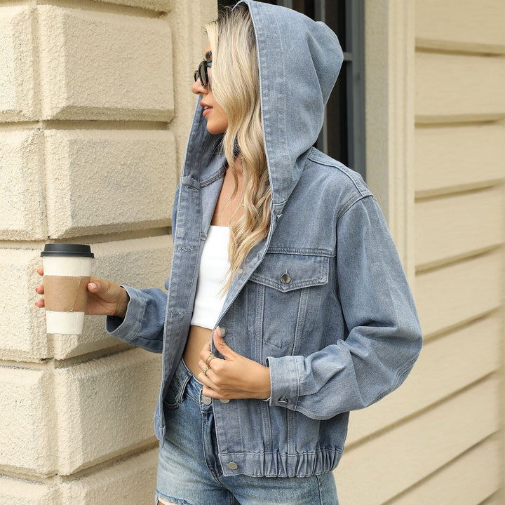 Veste en jean pour femme à capuche, effet délavé - Livia