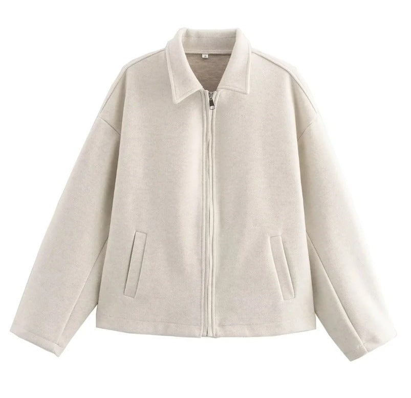 Veste courte en laine avec fermeture éclair pour femmes - Sonia