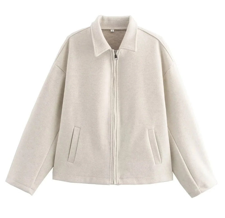 Veste courte en laine avec fermeture éclair pour femmes - Sonia