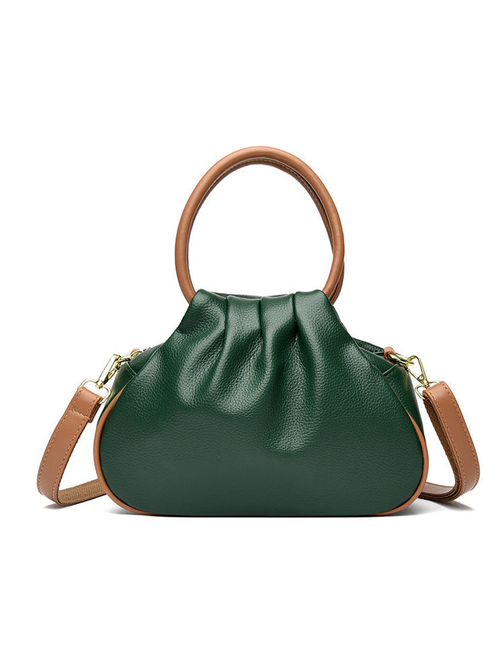 Sac à bandoulière pour femme avec plis et poignées rondes rigides