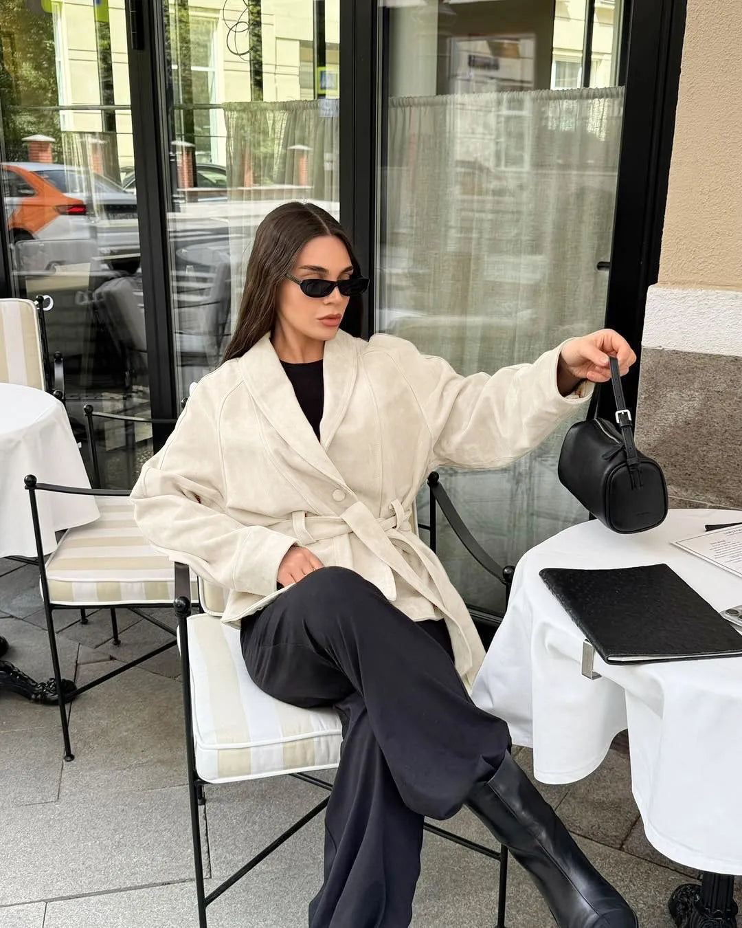 Veste rétro en daim à manches longues - Valentina