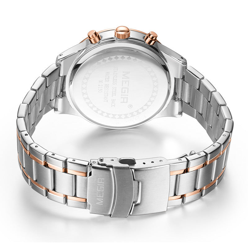 Montre de sport en acier inoxydable pour hommes, chronographe