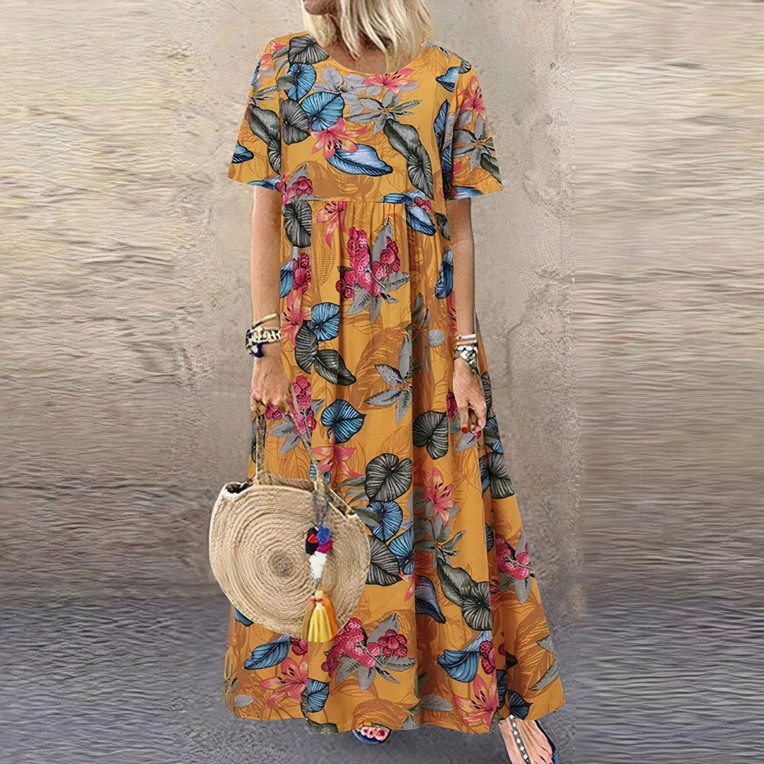 Lotte - Maxi-robe à fleurs vives pour un look élégant