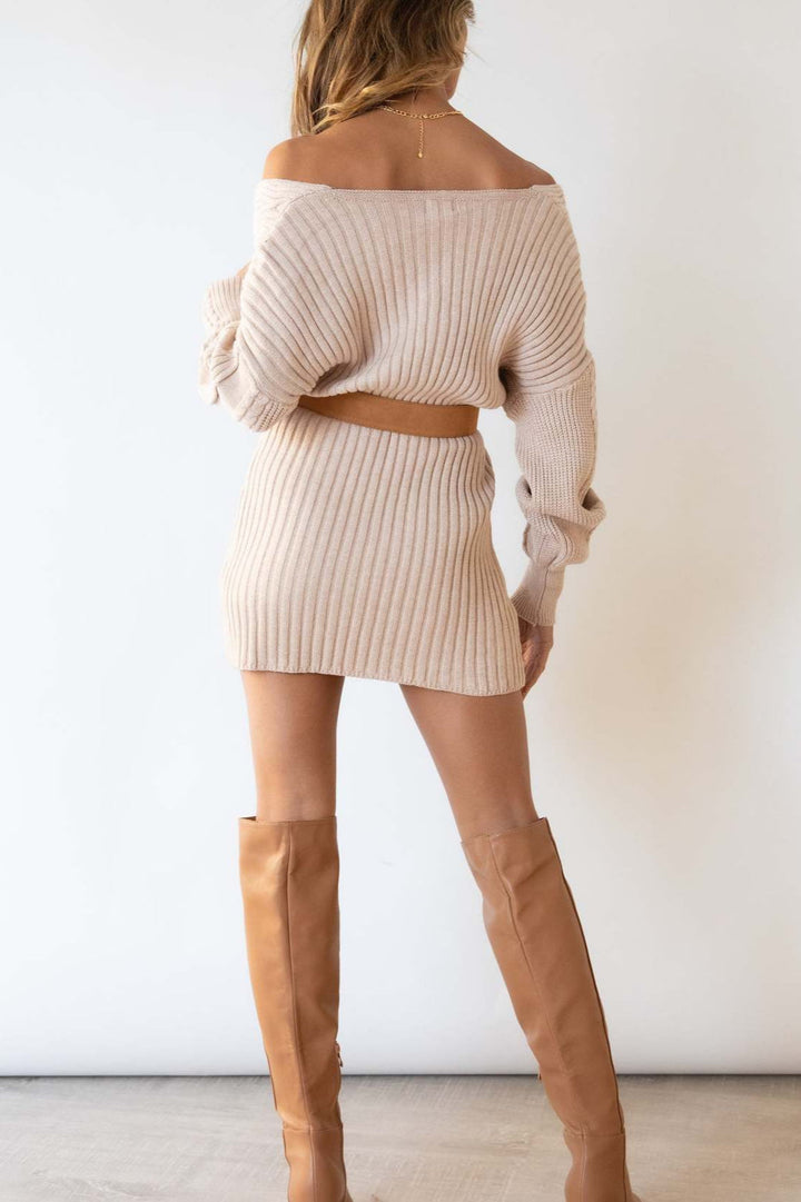 Robe en maille à encolure croisée pour femme - Ragnheidr