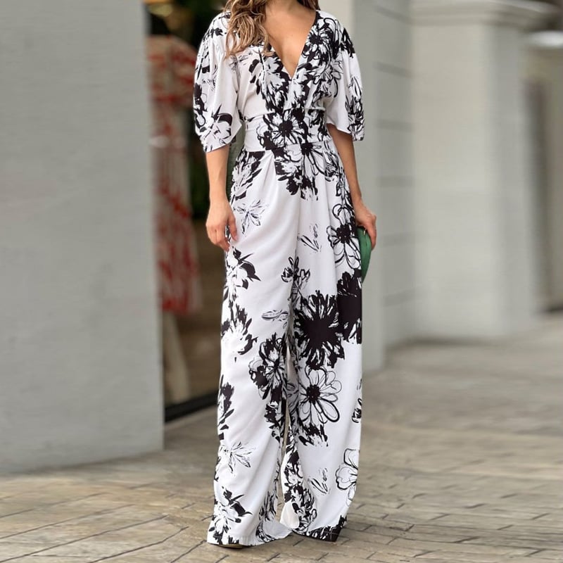 Combinaison taille haute à imprimé floral pour femmes - Hannelore