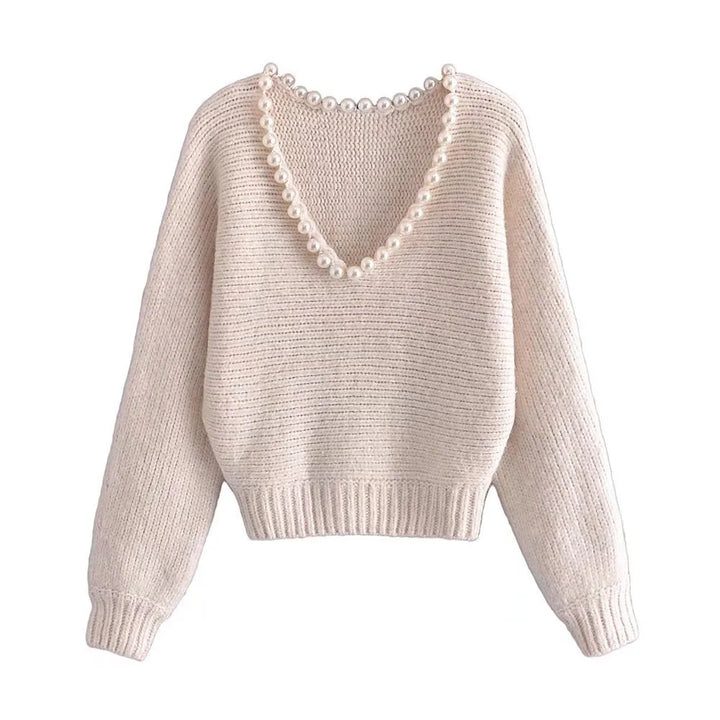 Angèle - Pull-over chic et décontracté à fausse perle