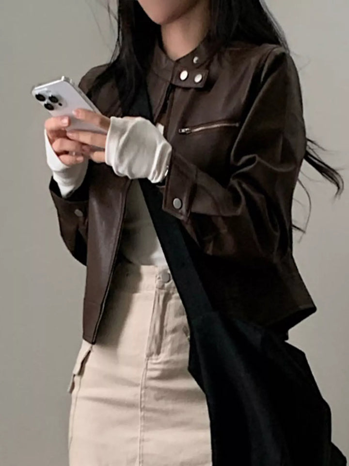 Veste courte en cuir pour femme - Liorane