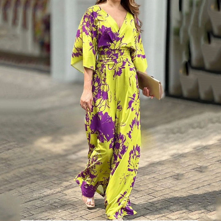 Combinaison taille haute à imprimé floral pour femmes - Hannelore