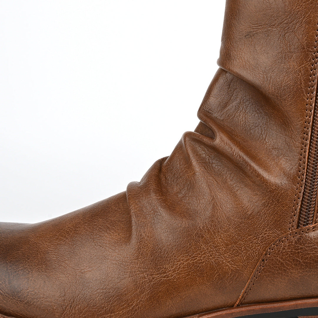 Bottes en cuir pour hommes avec fermeture éclair latérale et semelle basse - Halvor