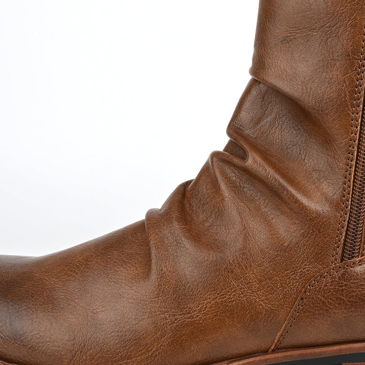 Bottes en cuir pour hommes avec fermeture éclair latérale et semelle basse - Halvor