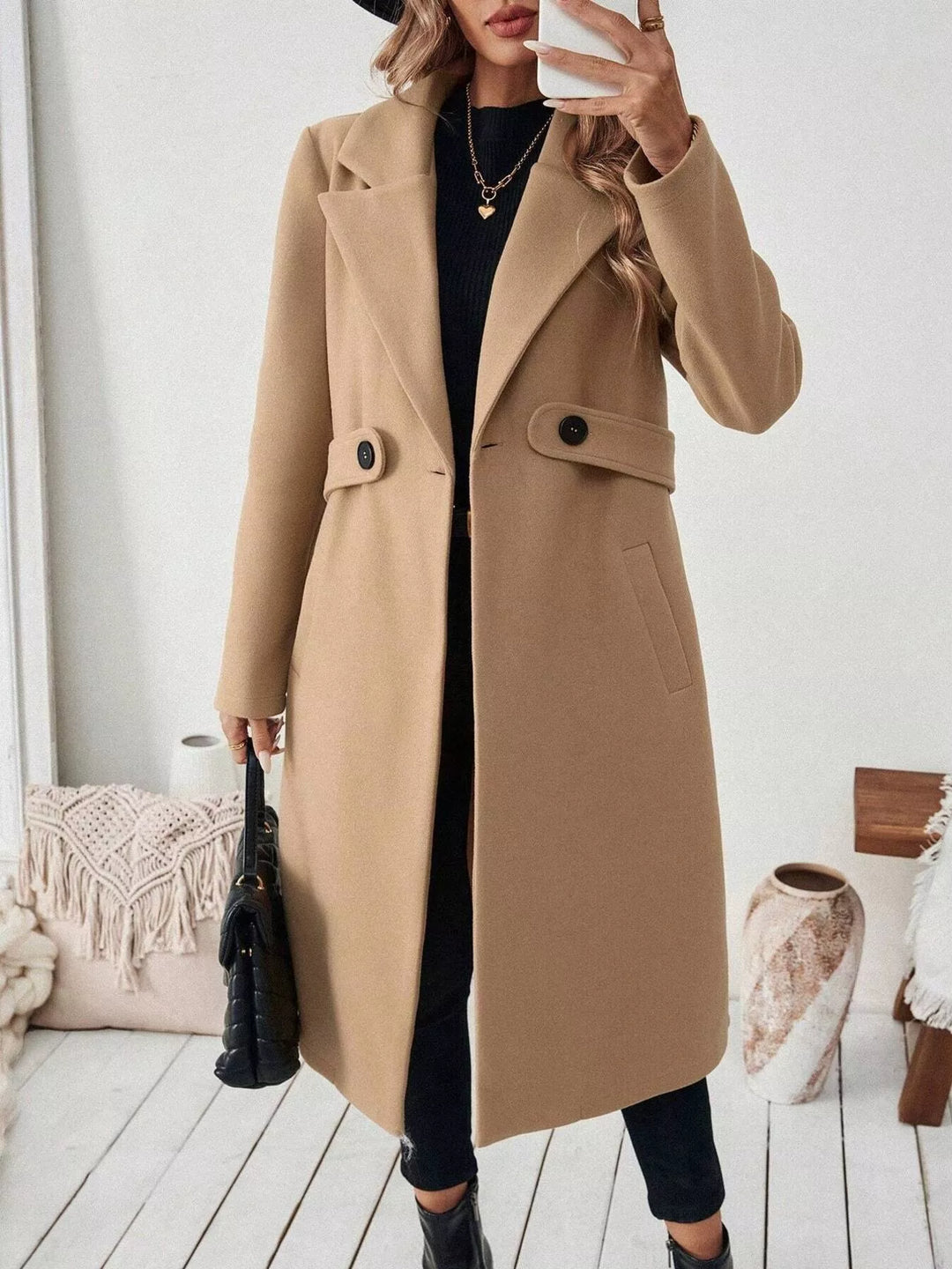 Manteau croisé en laine structurée pour femme - Aurenne