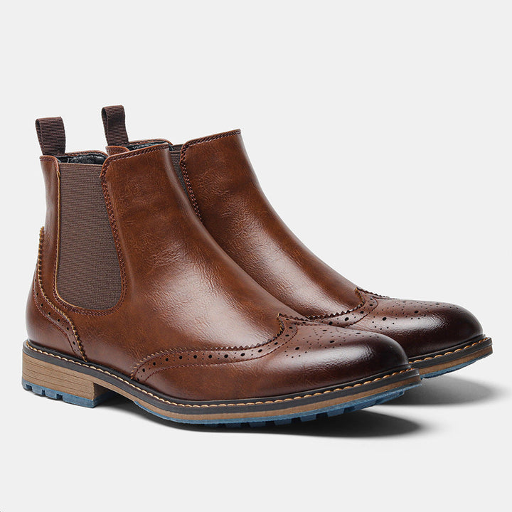 Bottines brogue en cuir sculpté pour hommes - Alrik